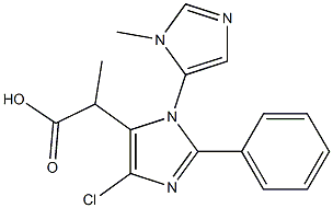 4-Chloro-1-(1-methyl-1H-imidazol-5-yl)methyl-2-phenyl-1H-imidazole-5-acetic acid Struktur