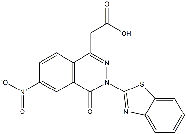 3-(2-Benzothiazolyl)-6-nitro-3,4-dihydro-4-oxophthalazine-1-acetic acid Struktur