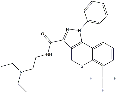 N-[2-(Diethylamino)ethyl]-6-(trifluoromethyl)-1-phenyl-4H-[1]benzothiopyrano[4,3-c]pyrazole-3-carboxamide Struktur