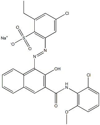 4-Chloro-2-ethyl-6-[[3-[[(2-chloro-6-methoxyphenyl)amino]carbonyl]-2-hydroxy-1-naphtyl]azo]benzenesulfonic acid sodium salt Struktur