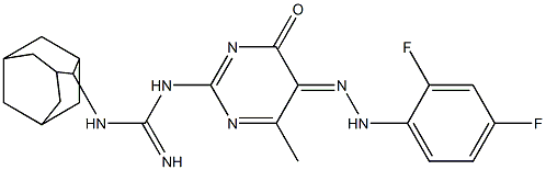 2-[3-(2-Adamantyl)guanidino]-5-[2-(2,4-difluorophenyl)hydrazono]-6-methylpyrimidine-4(5H)-one Struktur