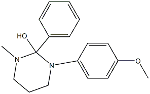 Hexahydro-1-methyl-2-phenyl-3-(4-methoxyphenyl)pyrimidin-2-ol Struktur