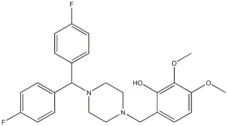 1-[Bis(4-fluorophenyl)methyl]-4-(2-hydroxy-3,4-dimethoxybenzyl)piperazine Struktur