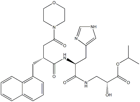 (2R)-3-[N-[(2R)-3-(Morpholinocarbonyl)-2-[(naphthalen-1-yl)methyl]propionyl]-L-histidyl]amino-2-hydroxypropanoic acid isopropyl ester Structure