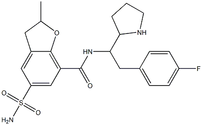 2,3-Dihydro-2-methyl-5-(aminosulfonyl)-N-[1-(4-fluorobenzyl)-2-pyrrolidinylmethyl]benzofuran-7-carboxamide Struktur