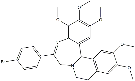 7,9,10,14b-Tetrahydro-6-(p-bromophenyl)-2,3,4,12,13-pentamethoxyisoquino[2,1-d][1,4]benzodiazepine Struktur