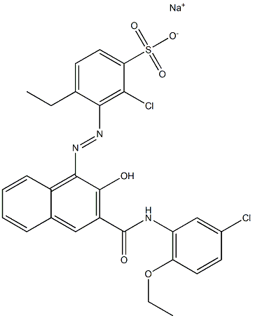 2-Chloro-4-ethyl-3-[[3-[[(3-chloro-6-ethoxyphenyl)amino]carbonyl]-2-hydroxy-1-naphtyl]azo]benzenesulfonic acid sodium salt Struktur