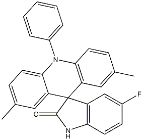 5'-Fluoro-2,7-dimethyl-10-phenylspiro[9H-acridine-9,3'-[3H]indol]-2'(1'H)-one Struktur