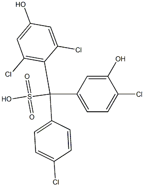 (4-Chlorophenyl)(4-chloro-3-hydroxyphenyl)(2,6-dichloro-4-hydroxyphenyl)methanesulfonic acid Struktur