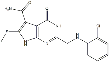 2-[(o-Chlorophenylamino)methyl]-6-(methylthio)-4-oxo-3,4-dihydro-7H-pyrrolo[2,3-d]pyrimidine-5-carboxamide Struktur