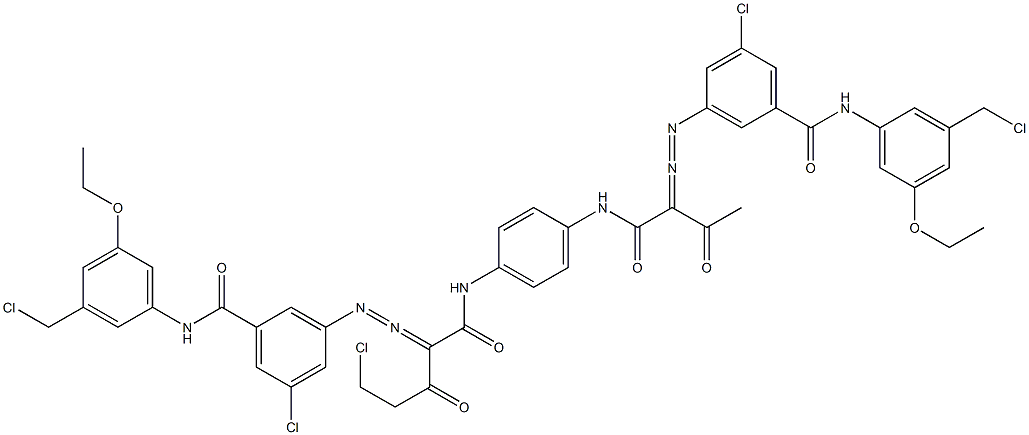 3,3'-[2-(Chloromethyl)-1,4-phenylenebis[iminocarbonyl(acetylmethylene)azo]]bis[N-[3-(chloromethyl)-5-ethoxyphenyl]-5-chlorobenzamide] Struktur