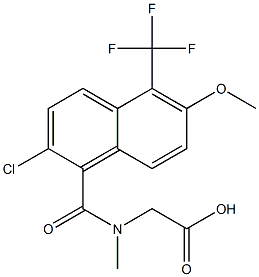 [N-[[2-Chloro-6-methoxy-5-trifluoromethyl-1-naphthalenyl]carbonyl]-N-methylamino]acetic acid Struktur