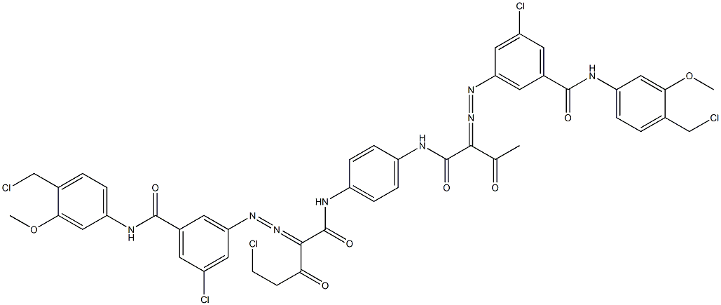 3,3'-[2-(Chloromethyl)-1,4-phenylenebis[iminocarbonyl(acetylmethylene)azo]]bis[N-[4-(chloromethyl)-3-methoxyphenyl]-5-chlorobenzamide] Struktur