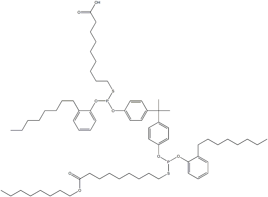 9,9'-[[Isopropylidenebis(4,1-phenyleneoxy)]bis[[(2-octylphenyl)oxy]phosphinediylthio]]bis(nonanoic acid octyl) ester Struktur