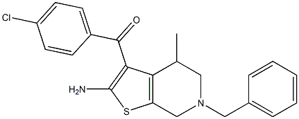 2-Amino-3-(4-chlorobenzoyl)-4,5,6,7-tetrahydro-4-methyl-6-benzylthieno[2,3-c]pyridine Struktur