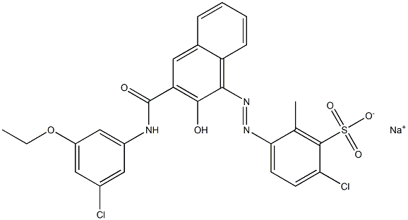 2-Chloro-6-methyl-5-[[3-[[(3-chloro-5-ethoxyphenyl)amino]carbonyl]-2-hydroxy-1-naphtyl]azo]benzenesulfonic acid sodium salt Struktur