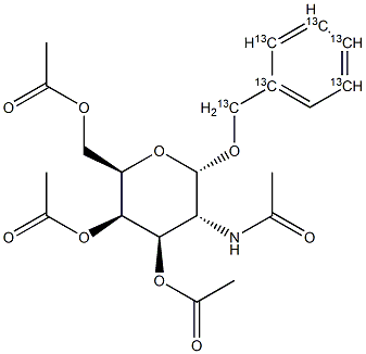 Benzyl [13C6] 2-acetamido-3,4,6-tri-O-acetyl-2-deoxy-a-D-galactopyranoside Struktur