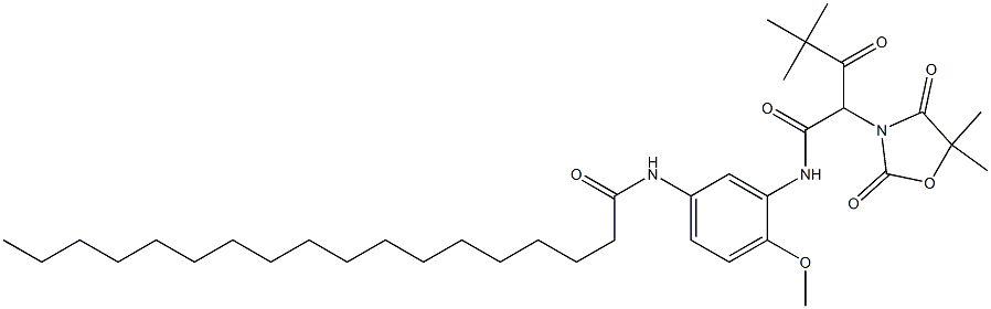 2-(5,5-dimethyl-2,4-dioxooxazolidin-3-yl)-4,4-dimethyl-3-oxo-N-(2-methoxy-5-octadecanoylaminophenyl)pentanoic acid amide Struktur