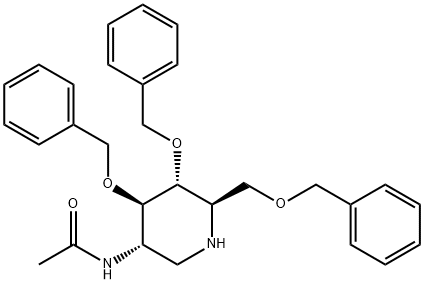 N-[(3S,4R,5R,6R)-4,5-Bis(phenylmethoxy)-6-[(phenylmethoxy)methyl]-3-piperidinyl]acetamide Struktur