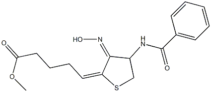 METHYL (5E)-5-[(3Z)-4-(BENZOYLAMINO)-3-(HYDROXYIMINO)DIHYDRO-2(3H)-THIENYLIDENE]PENTANOATE Struktur