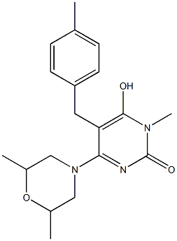 4-(2,6-DIMETHYLMORPHOLIN-4-YL)-6-HYDROXY-1-METHYL-5-(4-METHYLBENZYL)PYRIMIDIN-2(1H)-ONE Struktur