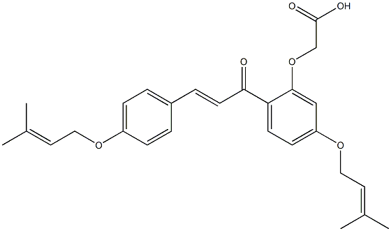 2'-Hydroxycarbonylmethoxy-4,4'-bis(3-methyl-2-butenyloxy)chalcone Struktur