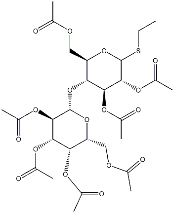 Ethyl2,3,6-tri-O-acetyl-4-O-(2,3,4,6-tetra-O-acetyl-b-D-galactopyranosyl)-D-thioglucopyranoside Struktur