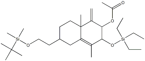 2-Naphthalenol, 1,2,3,5,6,7,8,8a-octahydro-4,8a-dimethyl-6-[1-methylen e-2-(t-butyldimethylsilyloxy)ethyl]-3-triethylsilyloxy-, acetate Struktur