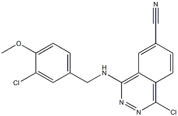 1-chloro-4-((3-chloro-4-methoxybenzyl)amino)-6-phthalazinecarbonitrile Struktur