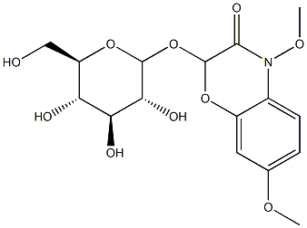 2-hydroxy-4,7-dimethoxy-1,4-benzoxazin-3-one glucoside Struktur