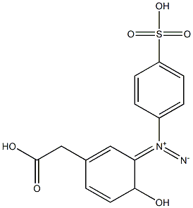 3-(p-sulfophenyldiazo)-4-hydroxyphenylacetic acid Struktur