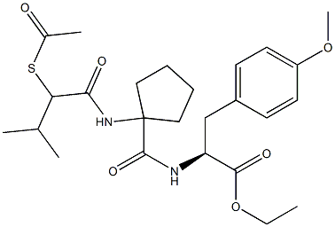 N-((1-((2-(acetylthio)-3-methyl-1-oxobutyl)amino)-1-cyclopentyl)carbonyl)-O-methyl-L-tyrosine ethyl ester Struktur