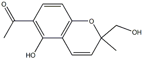 5-hydroxy-6-acetyl-2-hydroxymethyl-2-methylchromene Struktur