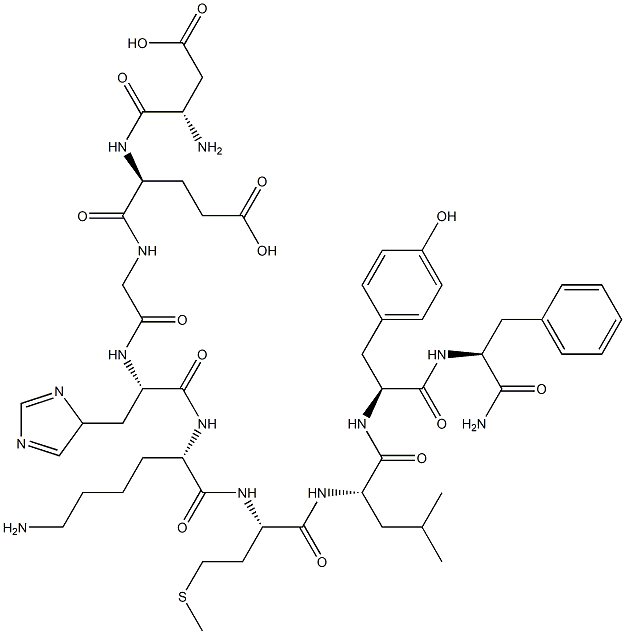 aspartyl-glutamyl-glycyl-histidyl-lysyl-methionyl-leucyl-tyrosyl-phenylalaninamide Struktur