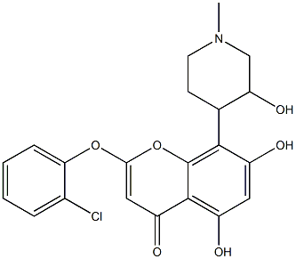 2-(2-chlorophenoxy)-5,7-dihydroxy-8-(3-hydroxy-1-methyl-4-piperidinyl)-4H-1-benzopyran-4-one Struktur