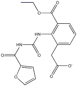 ethoxycarbonyl D-(3-(2-furoyl)ureido)benzeneacetate Struktur