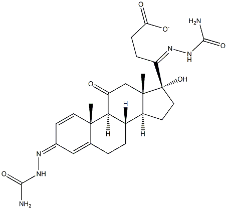 17-Hydroxypregna-1,4-diene-3,11,20-trione 21-acetate 3,20-disemicarbazone Struktur