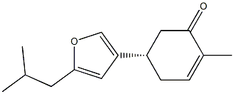 (5S)-2-methyl-5-[5-(2-methylpropyl)-3-furyl]cyclohex-2-en-1-one Struktur