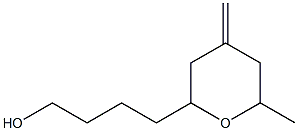 4-(6-methyl-4-methylidene-oxan-2-yl)butan-1-ol Struktur