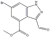 6-BROMO-4-METHOXYCARBONYLINDAZOLE-3-CARBOXYALDEHYDE Struktur