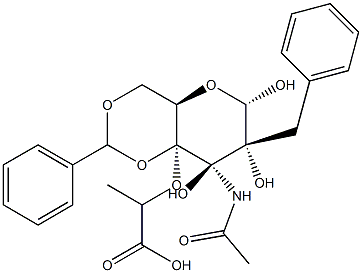 2-(3-ACETAMIDO-2-BENZYL-4,6-O-BENZYLIDENE-ALPHA-D-GLUCOPYRANOSID-4-YLOXY)PROPIONIC ACID, TECH. Struktur