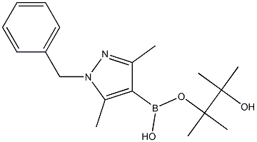 3-hydroxy-2,3-dimethylbutan-2-yl hydrogen 1-benzyl-3,5-dimethyl-1H-pyrazol-4-ylboronate Struktur