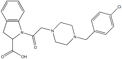 1-{2-[4-(4-CHLORO-BENZYL)-PIPERAZIN-1-YL]-ACETYL}-2,3-DIHYDRO-1H-INDOLE-2-CARBOXYLIC ACID Struktur