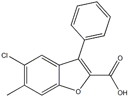 5-CHLORO-6-METHYL-3-PHENYL-1-BENZOFURAN-2-CARBOXYLIC ACID Struktur