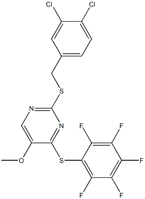 2-[(3,4-dichlorobenzyl)sulfanyl]-5-methoxy-4-[(2,3,4,5,6-pentafluorophenyl)sulfanyl]pyrimidine Struktur