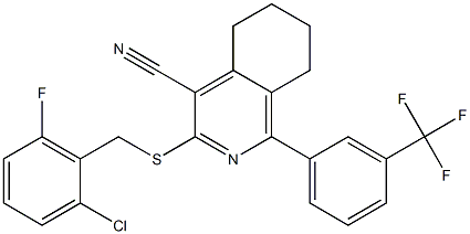 3-[(2-chloro-6-fluorobenzyl)sulfanyl]-1-[3-(trifluoromethyl)phenyl]-5,6,7,8-tetrahydro-4-isoquinolinecarbonitrile Struktur