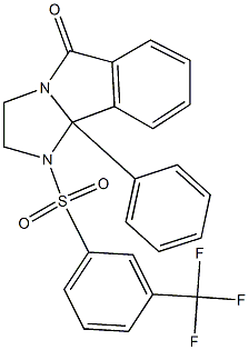 9b-phenyl-1-{[3-(trifluoromethyl)phenyl]sulfonyl}-2,3,5,9b-tetrahydro-1H-imidazo[2,1-a]isoindol-5-one Struktur