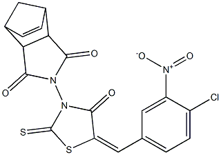 4-{5-[(4-chloro-3-nitrophenyl)methylene]-4-oxo-2-thioxo-1,3-thiazolan-3-yl}-4-azatricyclo[5.2.1.0~2,6~]dec-8-ene-3,5-dione Struktur