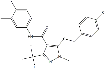 5-[(4-chlorobenzyl)sulfanyl]-N-(3,4-dimethylphenyl)-1-methyl-3-(trifluoromethyl)-1H-pyrazole-4-carboxamide Struktur