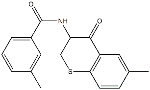 3-methyl-N-(6-methyl-4-oxo-3,4-dihydro-2H-thiochromen-3-yl)benzenecarboxamide Struktur